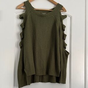 Women’s Olive Green Cold Shoulder Sweater
size Small